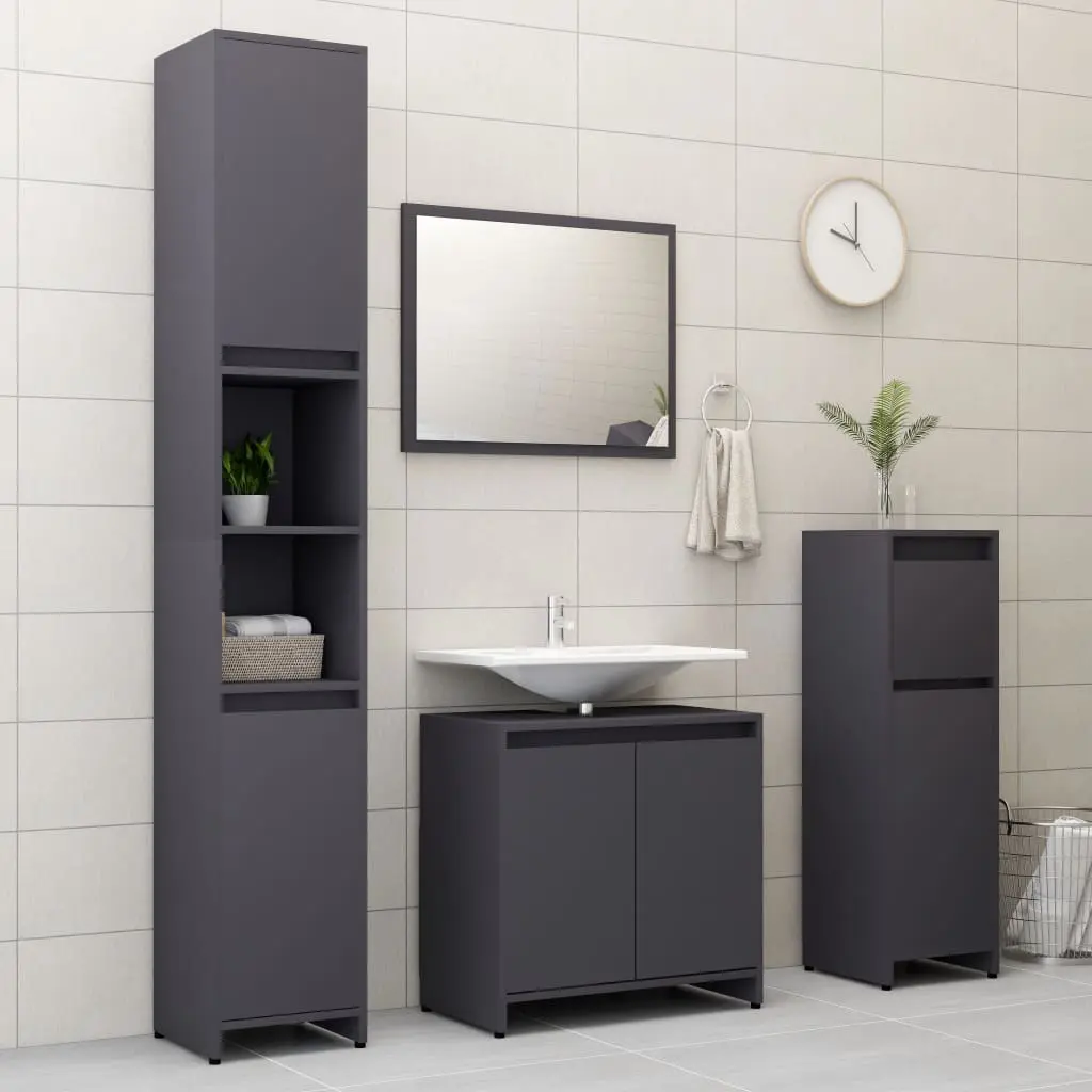 vidaXL Bathroom Cabinet Grey 30x30x95 cm Chipboard