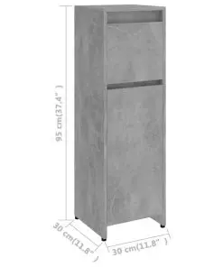 vidaXL Bathroom Cabinet Concrete Grey 30x30x95 cm Chipboard