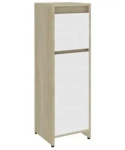 vidaXL Bathroom Cabinet White and Sonoma Oak 30x30x95 cm Chipboard