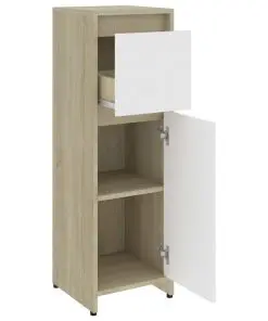 vidaXL Bathroom Cabinet White and Sonoma Oak 30x30x95 cm Chipboard