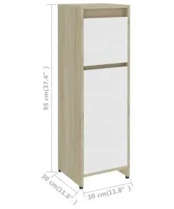 vidaXL Bathroom Cabinet White and Sonoma Oak 30x30x95 cm Chipboard