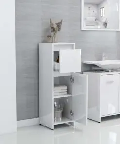 vidaXL Bathroom Cabinet High Gloss White 30x30x95 cm Chipboard