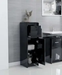 vidaXL Bathroom Cabinet High Gloss Black 30x30x95 cm Chipboard
