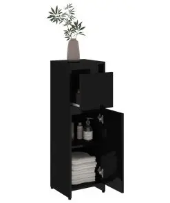 vidaXL Bathroom Cabinet High Gloss Black 30x30x95 cm Chipboard