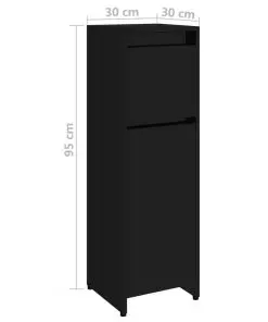 vidaXL Bathroom Cabinet High Gloss Black 30x30x95 cm Chipboard