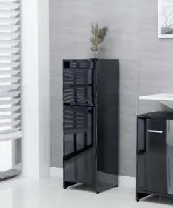 vidaXL Bathroom Cabinet High Gloss Black 30x30x95 cm Chipboard