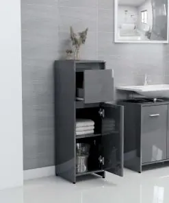 vidaXL Bathroom Cabinet High Gloss Grey 30x30x95 cm Chipboard