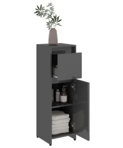 vidaXL Bathroom Cabinet High Gloss Grey 30x30x95 cm Chipboard