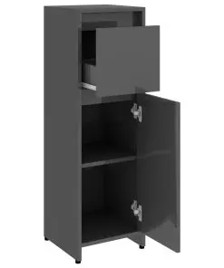 vidaXL Bathroom Cabinet High Gloss Grey 30x30x95 cm Chipboard