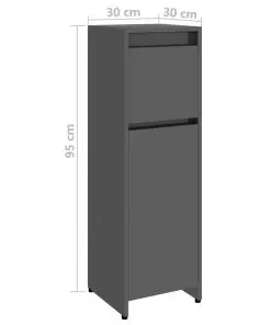vidaXL Bathroom Cabinet High Gloss Grey 30x30x95 cm Chipboard