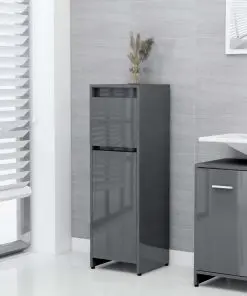 vidaXL Bathroom Cabinet High Gloss Grey 30x30x95 cm Chipboard