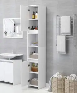 vidaXL Bathroom Cabinet White 30x30x183.5 cm Chipboard