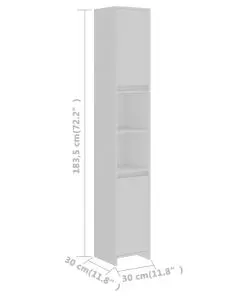 vidaXL Bathroom Cabinet White 30x30x183.5 cm Chipboard