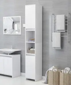 vidaXL Bathroom Cabinet White 30x30x183.5 cm Chipboard