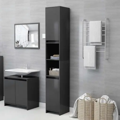 vidaXL Bathroom Cabinet Grey 30x30x183.5 cm Chipboard