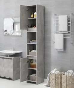 vidaXL Bathroom Cabinet Concrete Grey 30x30x183.5 cm Chipboard