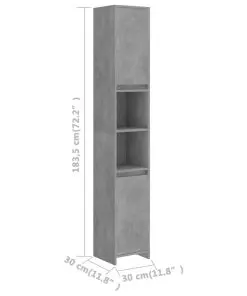 vidaXL Bathroom Cabinet Concrete Grey 30x30x183.5 cm Chipboard