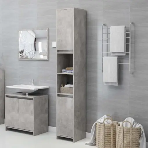 vidaXL Bathroom Cabinet Concrete Grey 30x30x183.5 cm Chipboard