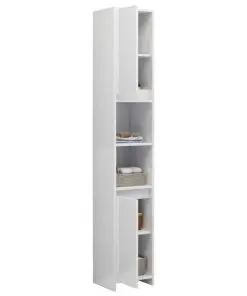 vidaXL Bathroom Cabinet High Gloss White 30x30x183.5 cm Chipboard