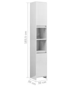 vidaXL Bathroom Cabinet High Gloss White 30x30x183.5 cm Chipboard