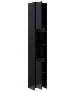 vidaXL Bathroom Cabinet High Gloss Black 30x30x183.5 cm Chipboard