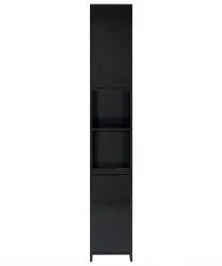 vidaXL Bathroom Cabinet High Gloss Black 30x30x183.5 cm Chipboard