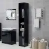 vidaXL Bathroom Cabinet High Gloss Black 30x30x183.5 cm Chipboard vidaXL Bathroom Cabinet High Gloss Black 30x30x183.5 cm Chipboard
