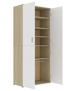 vidaXL Shoe Cabinet White and Sonoma Oak 80x39x178 cm Chipboard
