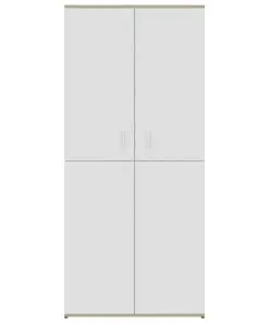 vidaXL Shoe Cabinet White and Sonoma Oak 80x39x178 cm Chipboard