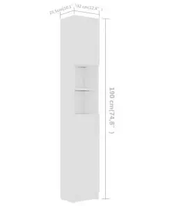 vidaXL Bathroom Cabinet White 32×25.5×190 cm Chipboard