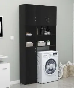 vidaXL Bathroom Cabinet Black 32×25.5×190 cm Chipboard