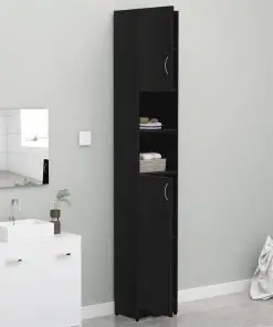 vidaXL Bathroom Cabinet Black 32×25.5×190 cm Chipboard
