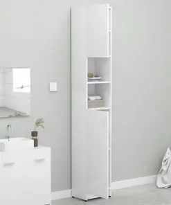vidaXL Bathroom Cabinet High Gloss White 32×25.5×190 cm Chipboard