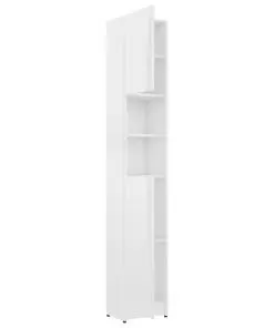 vidaXL Bathroom Cabinet High Gloss White 32×25.5×190 cm Chipboard
