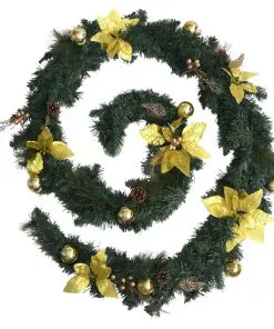 vidaXL Christmas Garland with LED Lights Green 2.7 m PVC