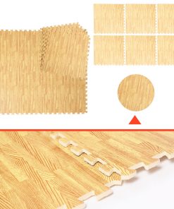 12 Tiles EVA Fitness Home Yoga Gym Interlocking Floor Puzzle Mat - Wood Colour