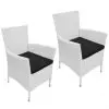 vidaXL Garden Chairs 2 pcs with Cushions Poly Rattan Cream White