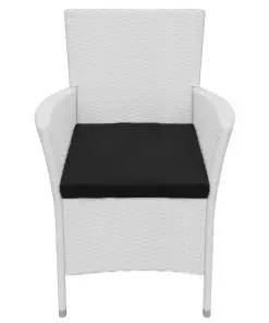 vidaXL Garden Chairs 2 pcs with Cushions Poly Rattan Cream White