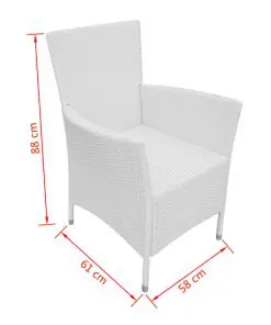 vidaXL Garden Chairs 2 pcs with Cushions Poly Rattan Cream White