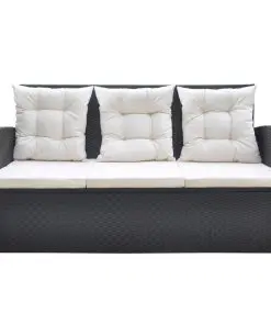 vidaXL 6 Piece Outdoor Dining Set with Cushions Poly Rattan Black