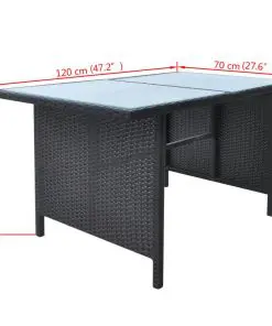 vidaXL 6 Piece Outdoor Dining Set with Cushions Poly Rattan Black