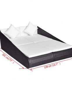 vidaXL Garden Bed Black 201×139 cm Poly Rattan