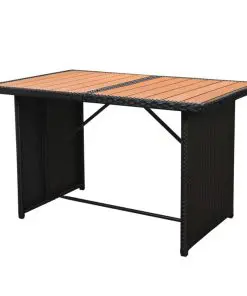 vidaXL 7 Piece Garden Lounge Set with Cushions Poly Rattan Black