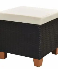 vidaXL 7 Piece Garden Lounge Set with Cushions Poly Rattan Black