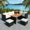 vidaXL 7 Piece Garden Lounge Set with Cushions Poly Rattan Black vidaXL 7 Piece Garden Lounge Set with Cushions Poly Rattan Black