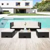 vidaXL 4 Piece Garden Lounge Set with Cushions Poly Rattan Black vidaXL 4 Piece Garden Lounge Set with Cushions Poly Rattan Black