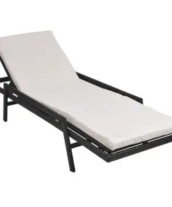 vidaXL Sun Lounger with Cushion Poly Rattan Black