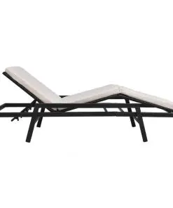 vidaXL Sun Lounger with Cushion Poly Rattan Black