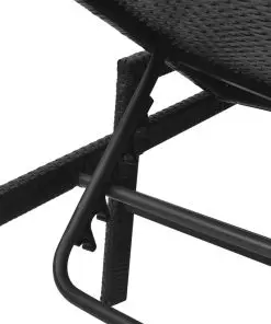 vidaXL Sun Lounger with Cushion Poly Rattan Black