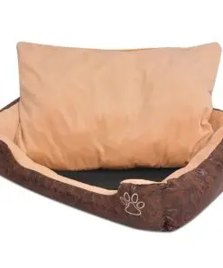 vidaXL Dog Bed with Cushion PU Artificial Leather Size XXL Brown